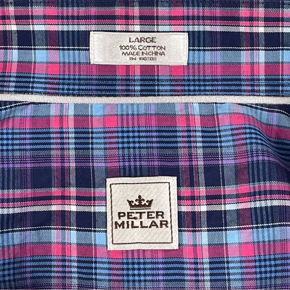 Men's Peter Millar Plaid Long Sleeve Button Down Dress‎ shirt Large - Picture 4 of 8